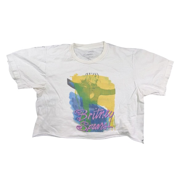 Vintage Britney Spears Shirt Womens Medium White Pop Star Graphic Tee 90s Y2k - Picture 1 of 6